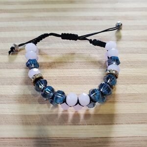 Blue Faceted Crystal Shambala Bracelet